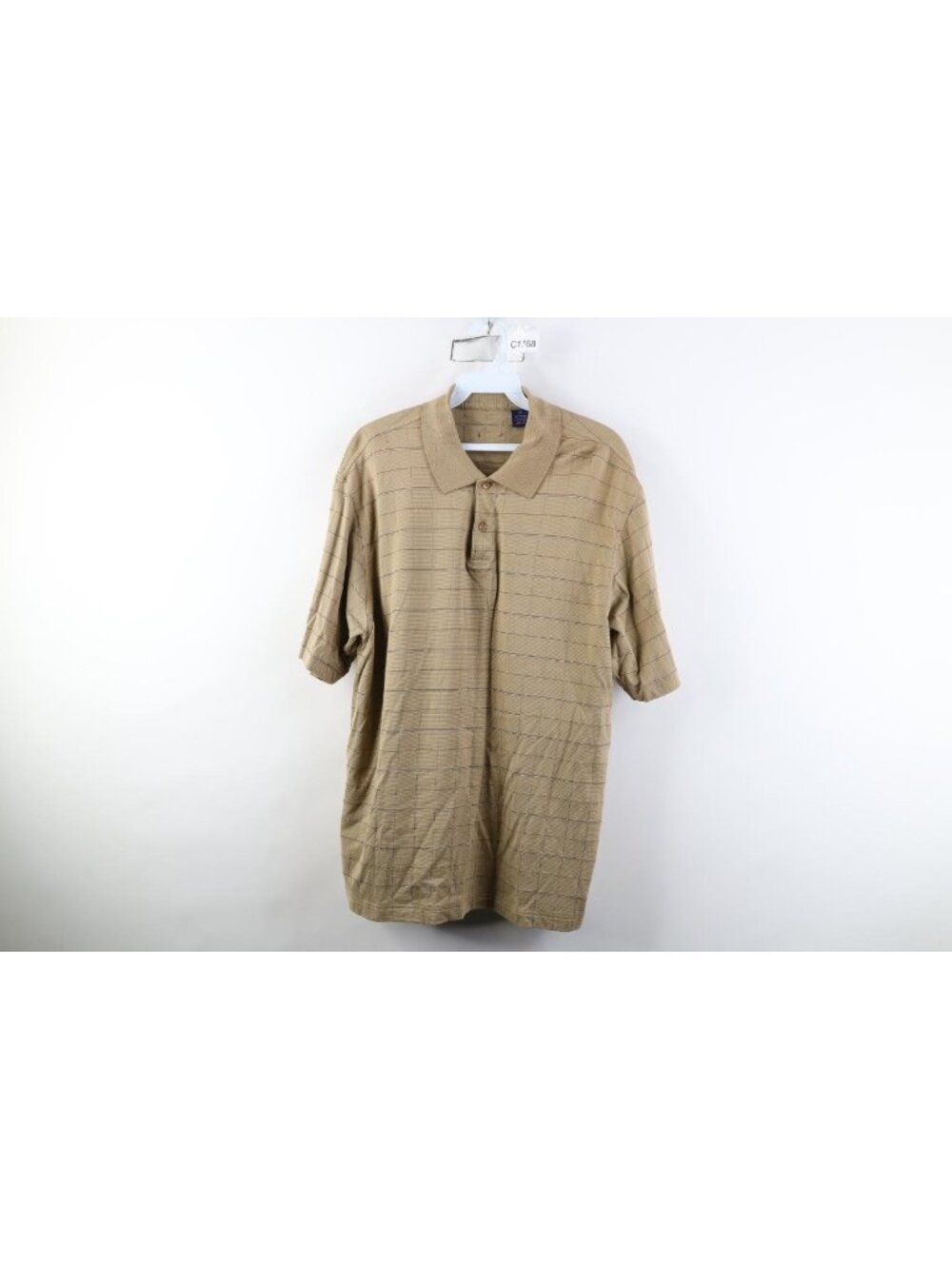 Vtg 90s Y2K Streetwear Mens Medium Rayon Gabardine Knit Golf Polo Shirt Plaid